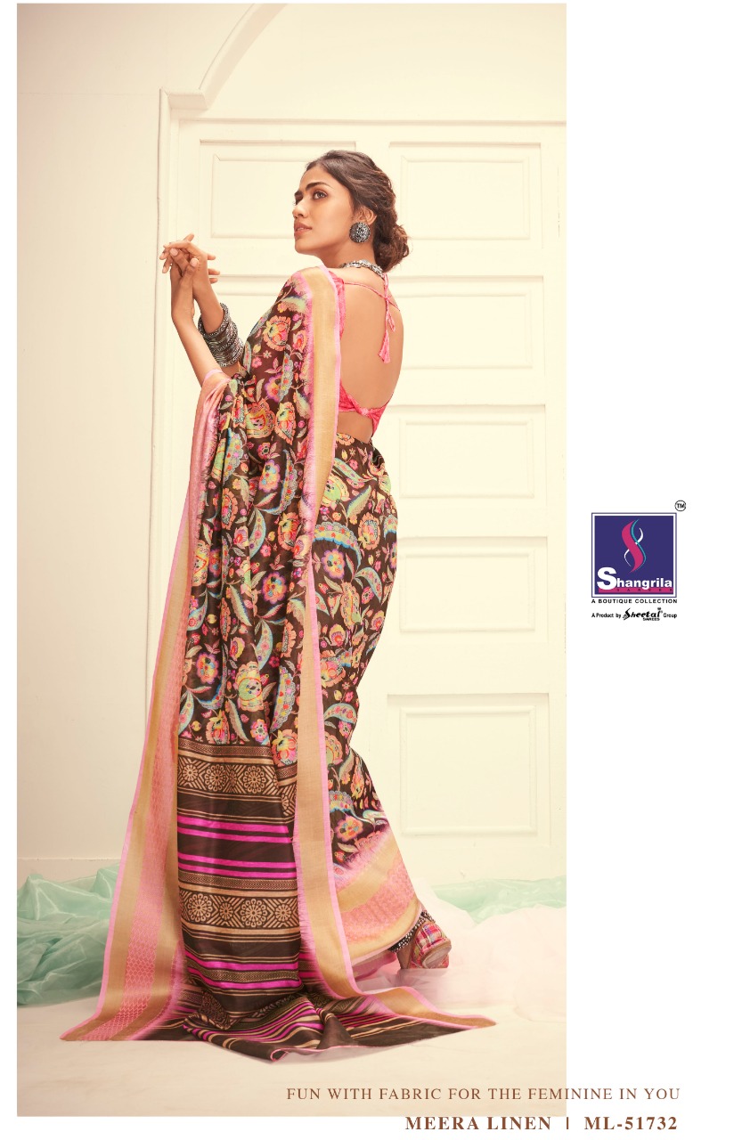 Shangrila Present Meera Linen Sarees Catalogue