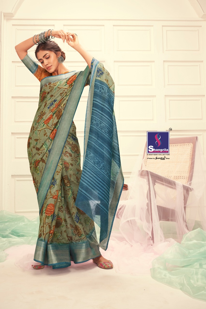 Shangrila Present Meera Linen Sarees Catalogue