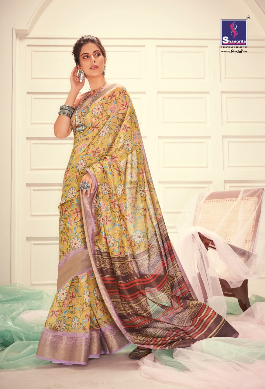 Shangrila Present Meera Linen Sarees Catalogue