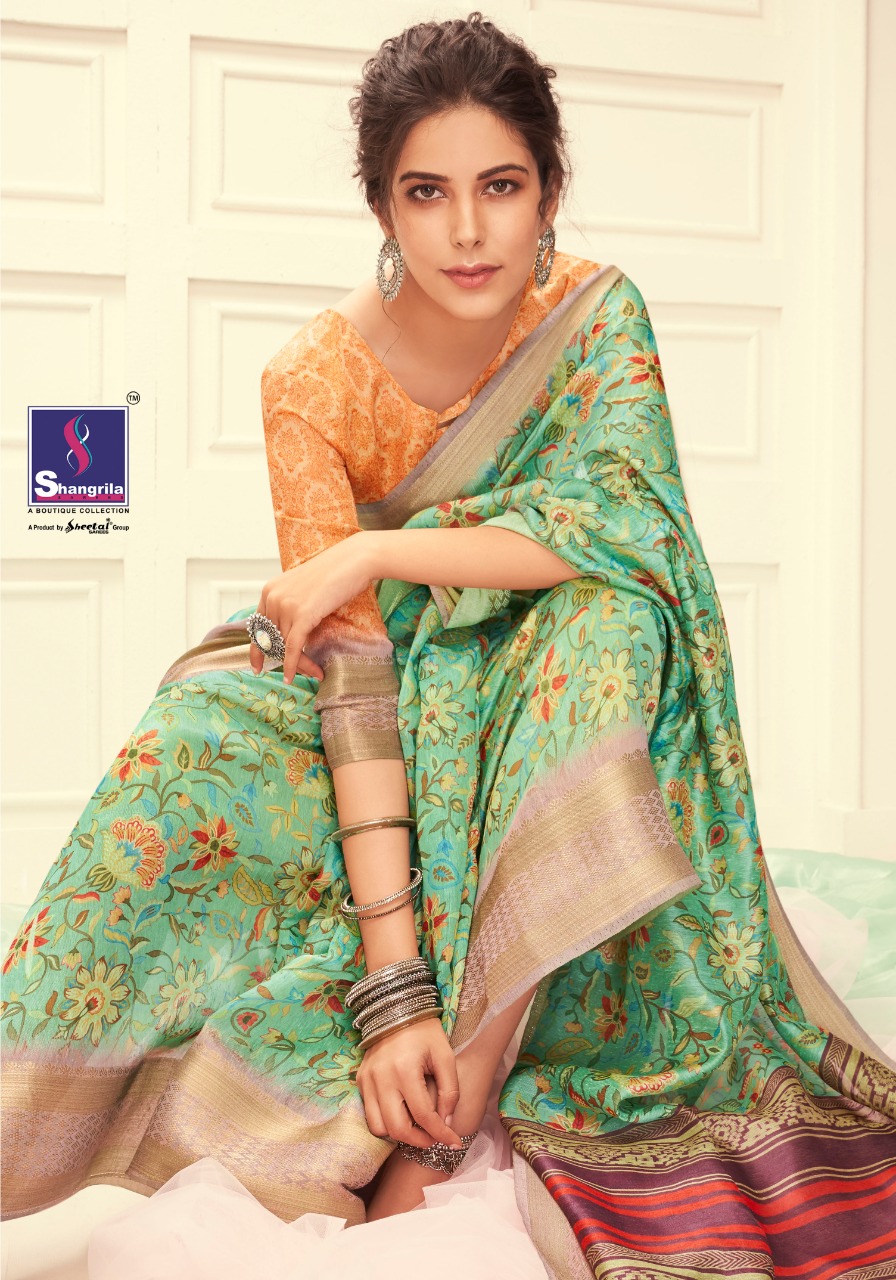 Shangrila Present Meera Linen Sarees Catalogue