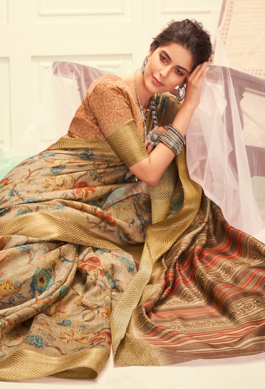 Shangrila Present Meera Linen Sarees Catalogue