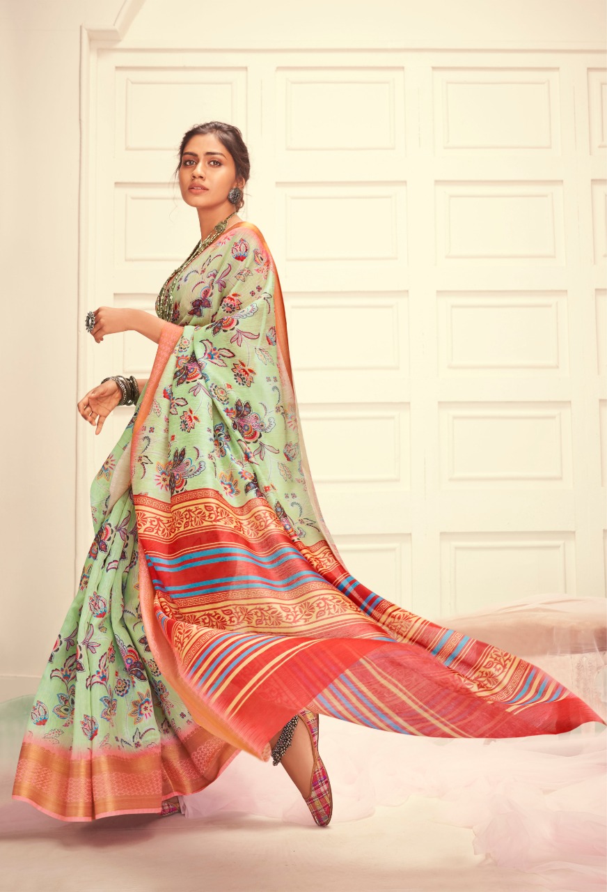 Shangrila Present Meera Linen Sarees Catalogue