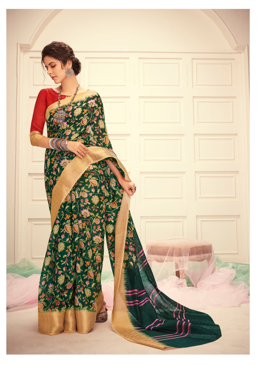 Shangrila Present Meera Linen Sarees Catalogue