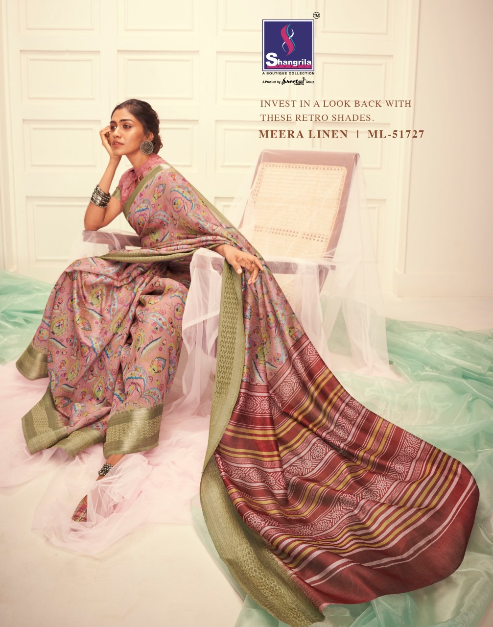 Shangrila Present Meera Linen Sarees Catalogue