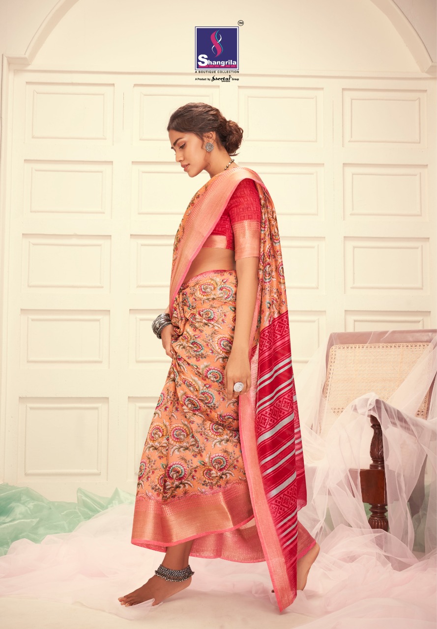 Shangrila Present Meera Linen Sarees Catalogue