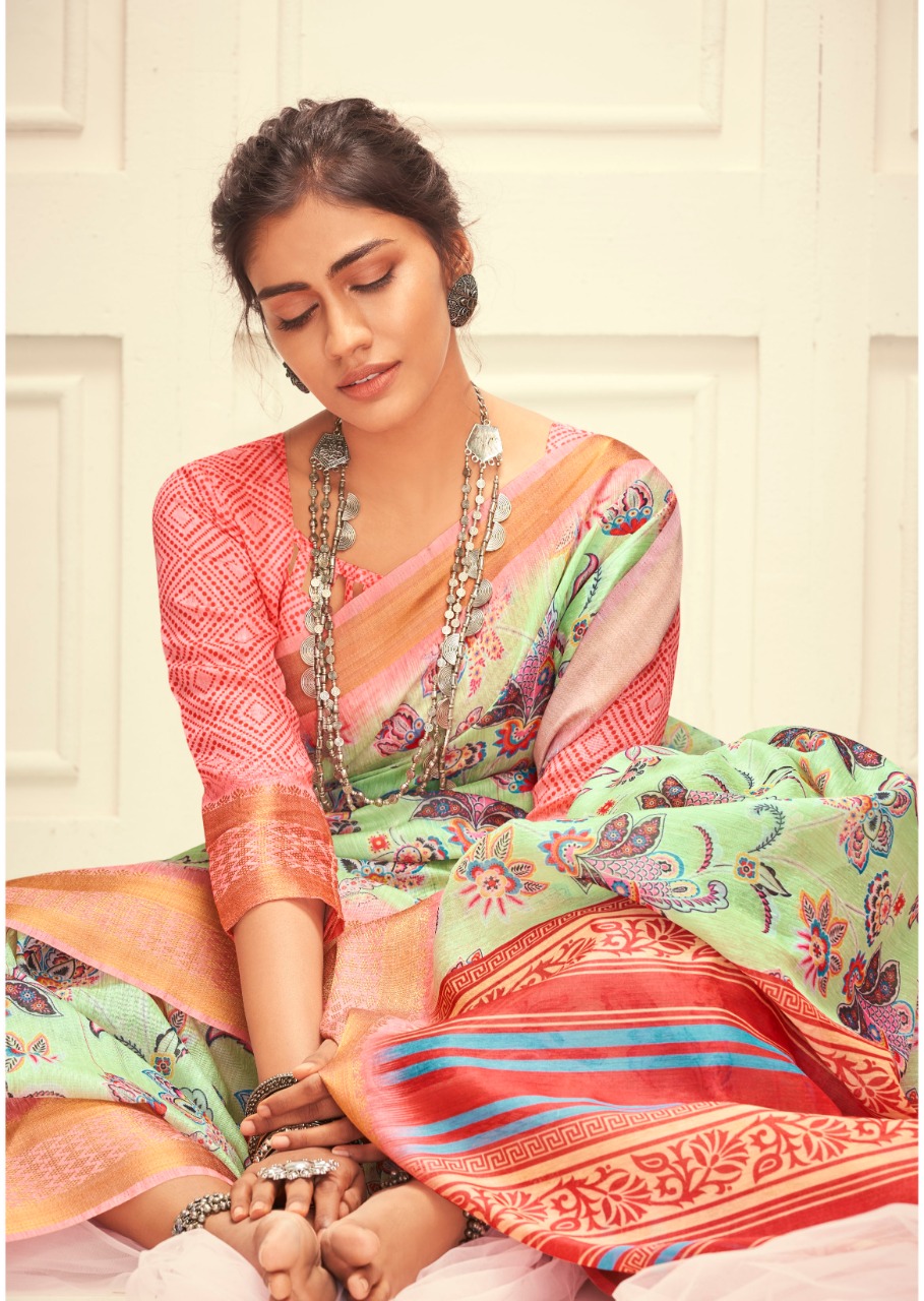 Shangrila Present Meera Linen Sarees Catalogue