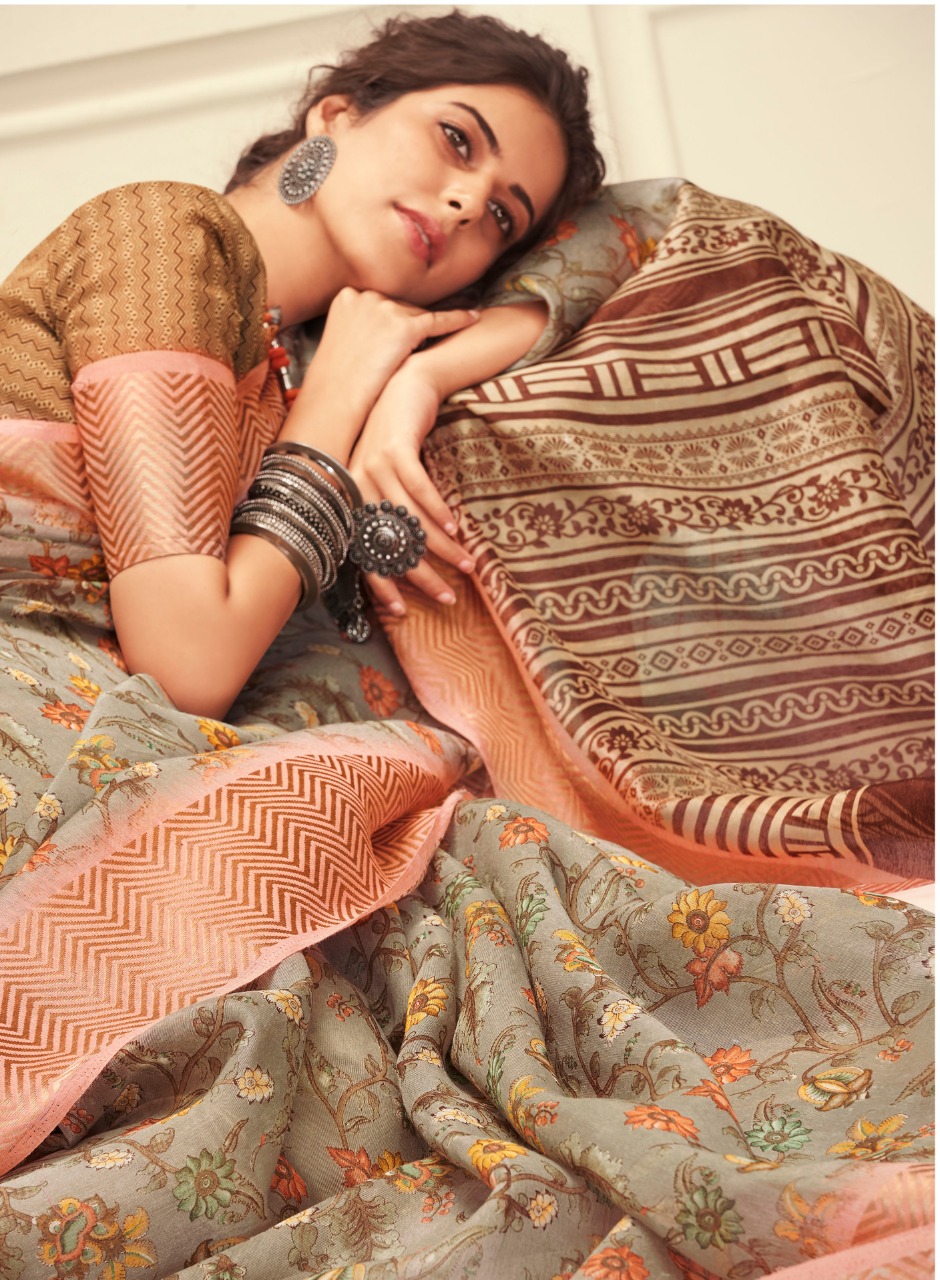 Shangrila Present Meera Linen Sarees Catalogue