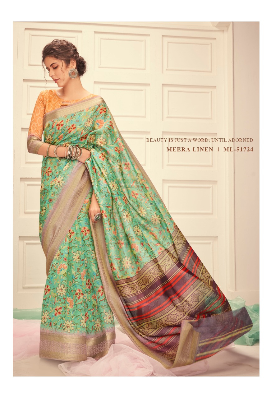 Shangrila Present Meera Linen Sarees Catalogue