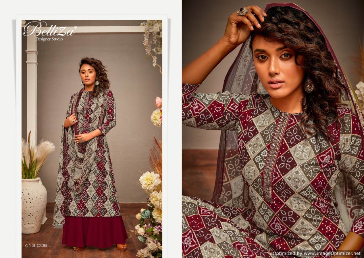 Belliza Present Expression Digital Printed Dress Material