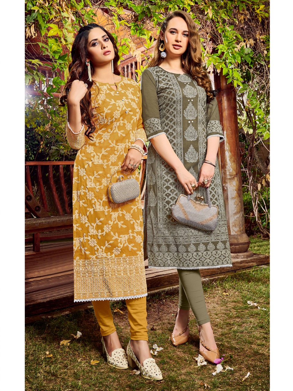 Art Ridh Presents Mall Culture Collection Of Slub Rayon Lakhnavi Printed Designer Kurtis