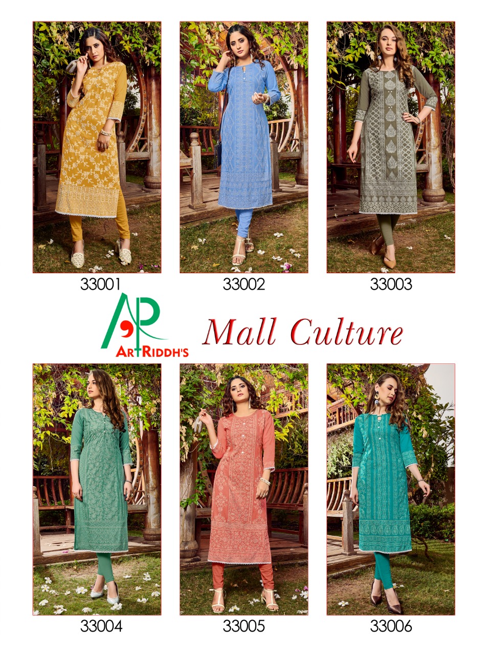 Art Ridh Presents Mall Culture Collection Of Slub Rayon Lakhnavi Printed Designer Kurtis