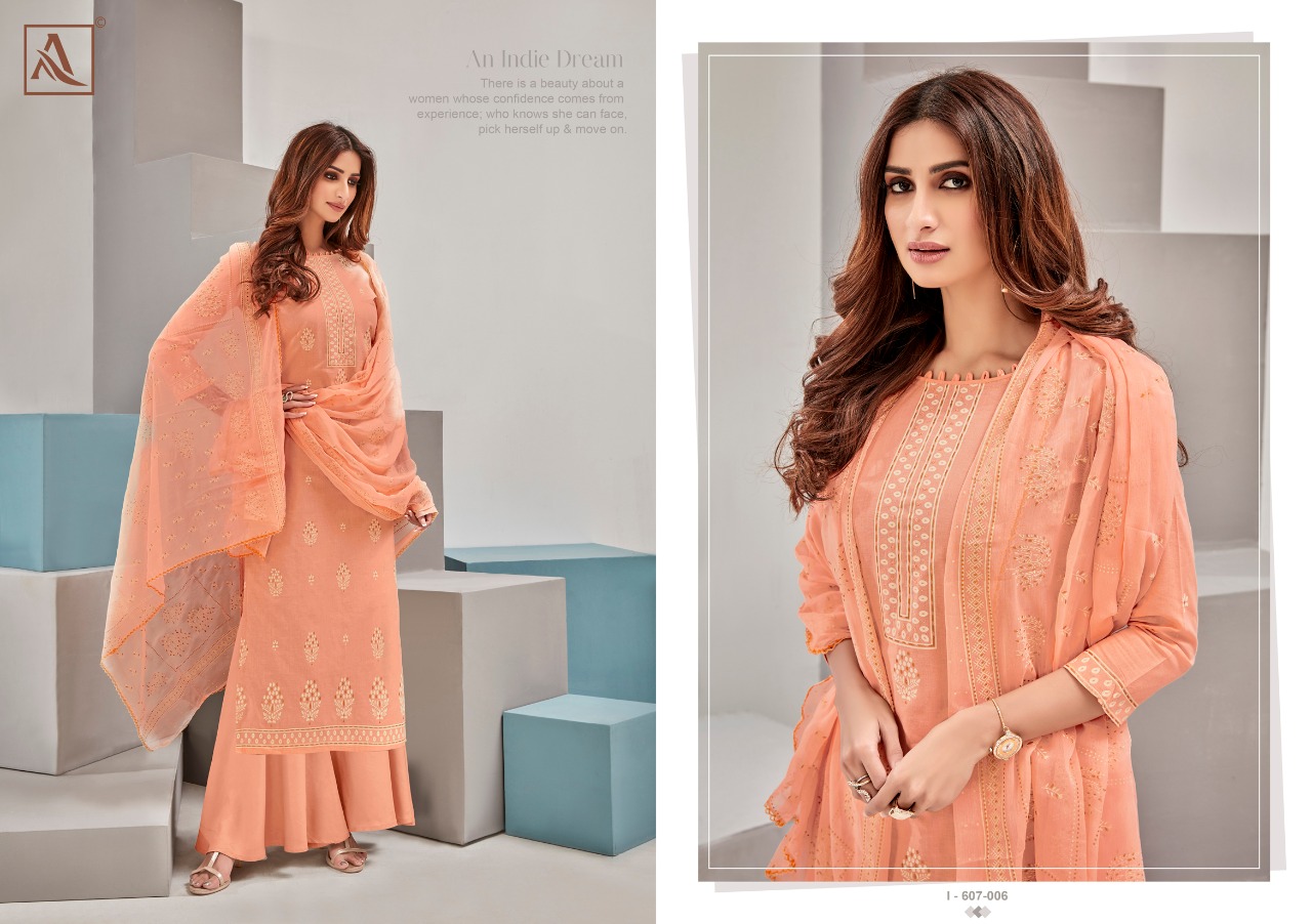 Alok  Present  Bloom Gold Cotton Dress Material