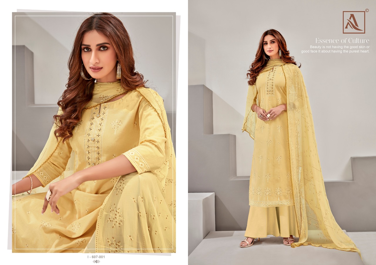 Alok  Present  Bloom Gold Cotton Dress Material