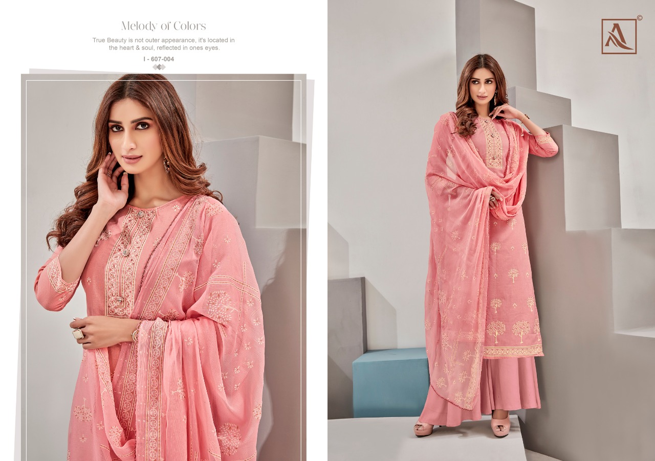Alok  Present  Bloom Gold Cotton Dress Material