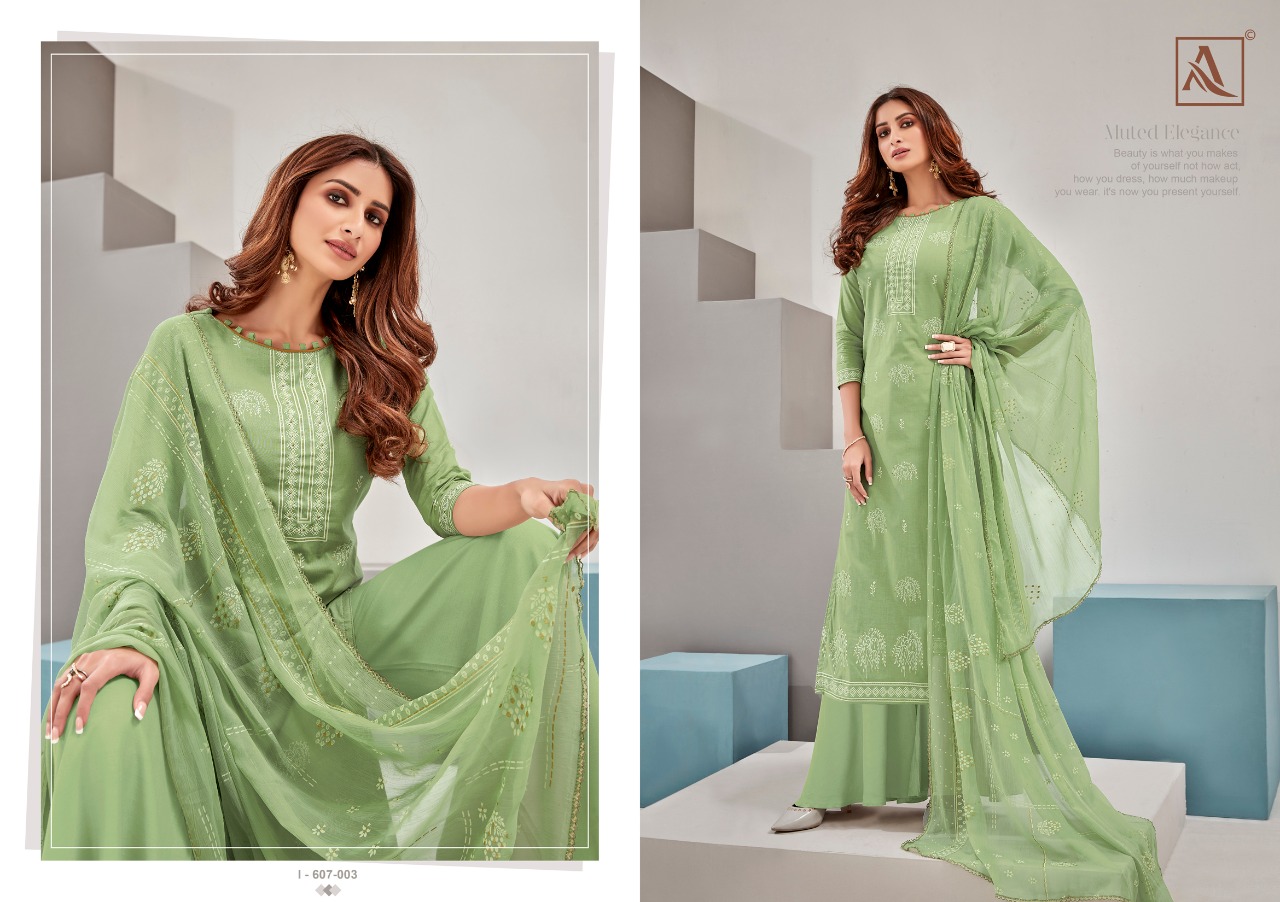 Alok  Present  Bloom Gold Cotton Dress Material