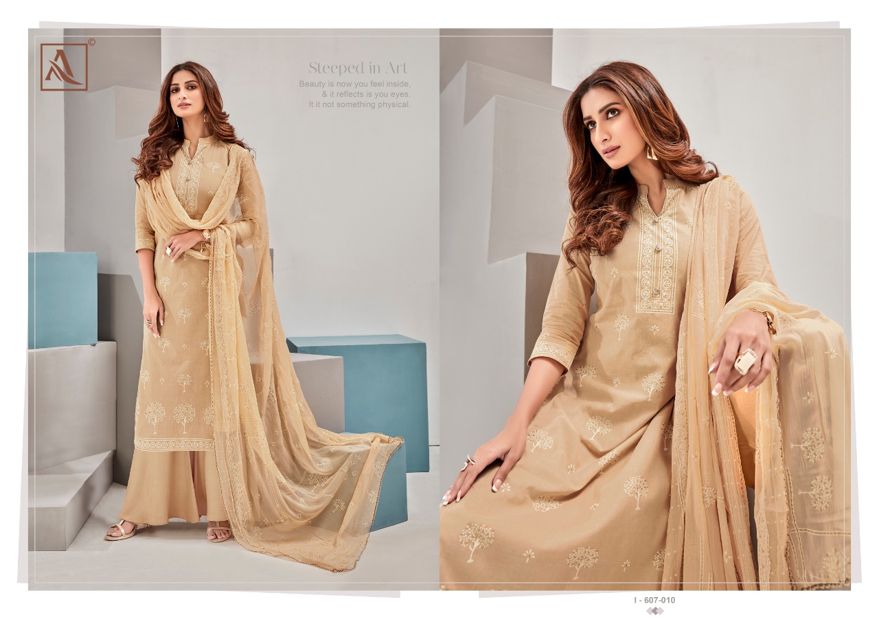 Alok  Present  Bloom Gold Cotton Dress Material