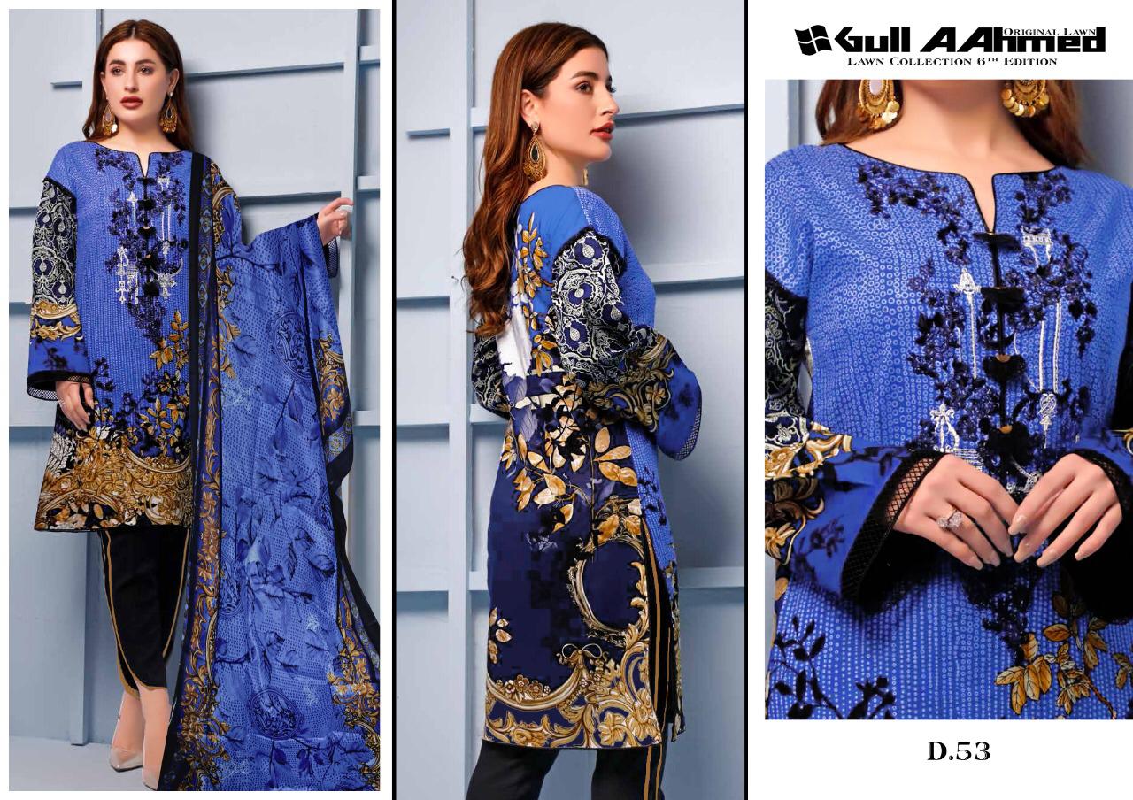 Gul Ahmed Vol 6 Pure Lawn Collection With Mal Mal Dupatta