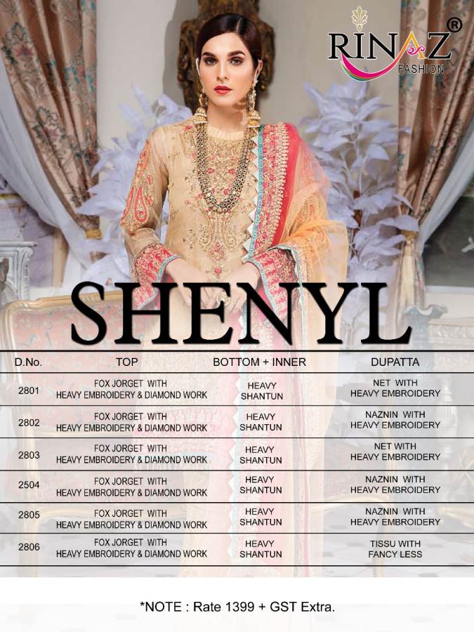 Rinaz Present Shenyl Pakistani Suits Collection