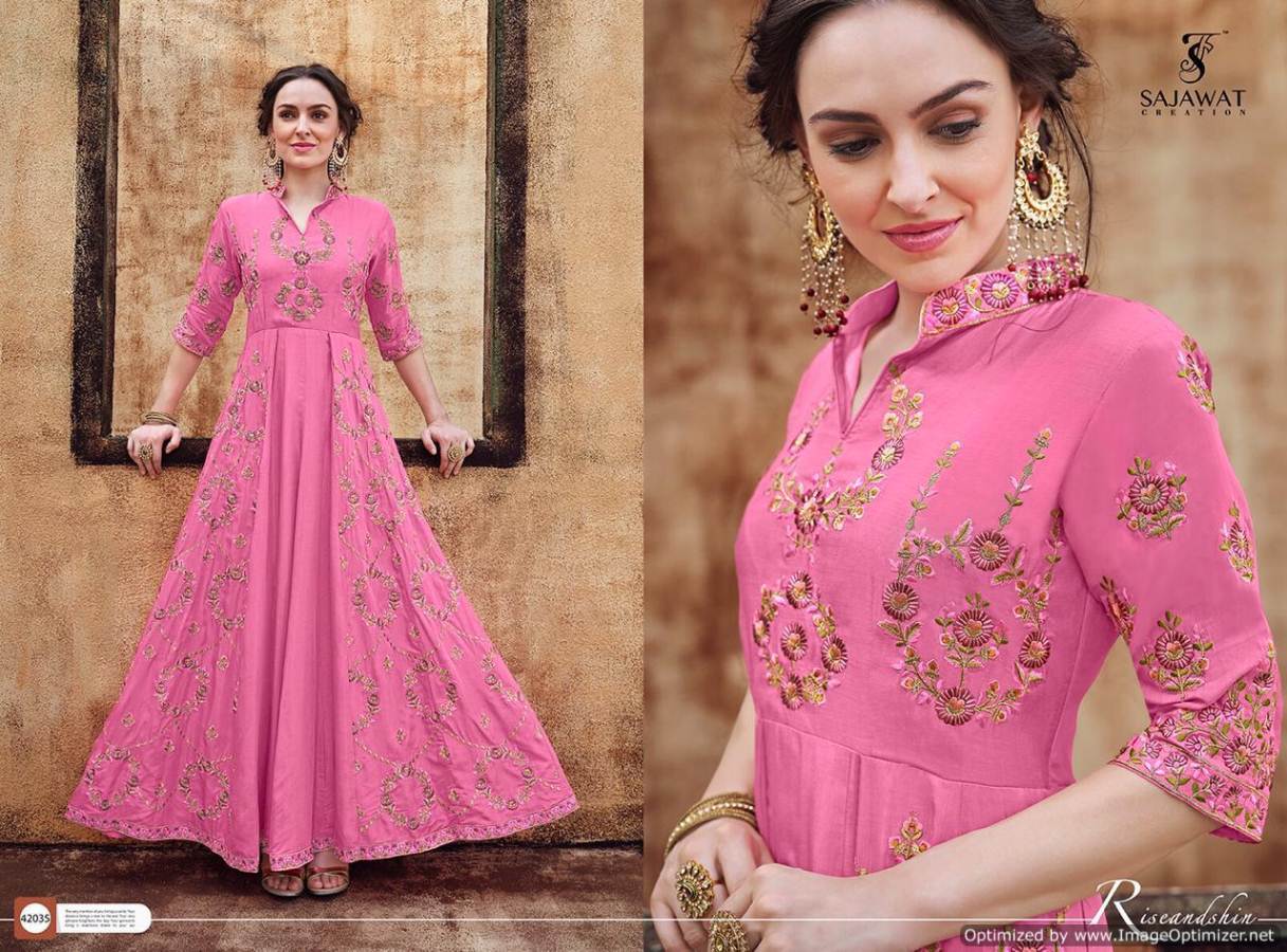 Sajawat  Present  Rangriti  Nx  Heavy Rayon Embroidered  Long Gown