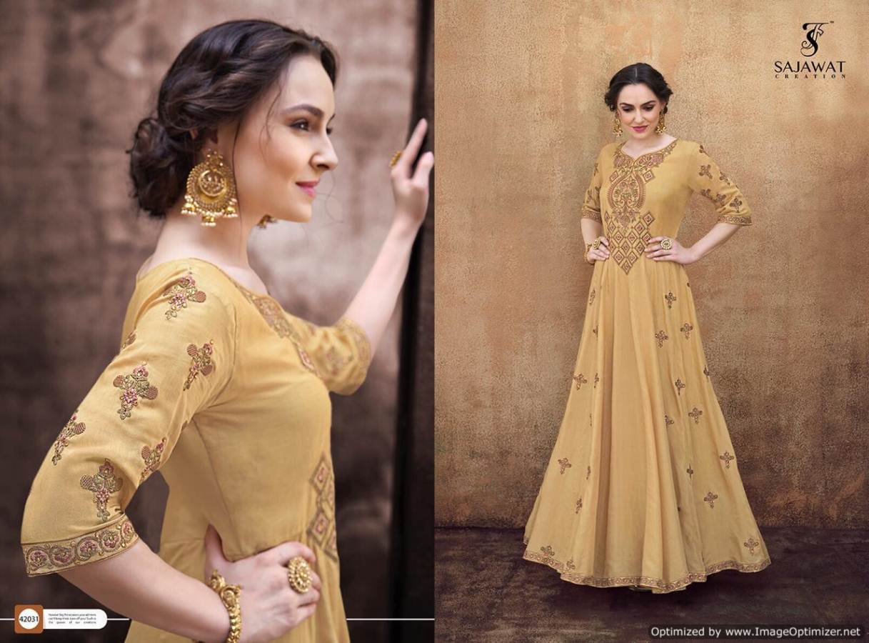 Sajawat  Present  Rangriti  Nx  Heavy Rayon Embroidered  Long Gown