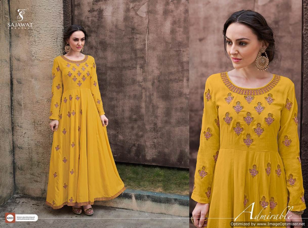 Sajawat  Present  Rangriti  Nx  Heavy Rayon Embroidered  Long Gown