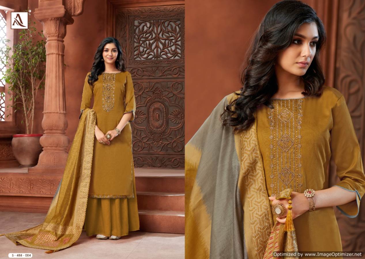 Alok Presents Avisaa Collection Of Fancy Embroidered Jam Cotton Designer Dress Materials