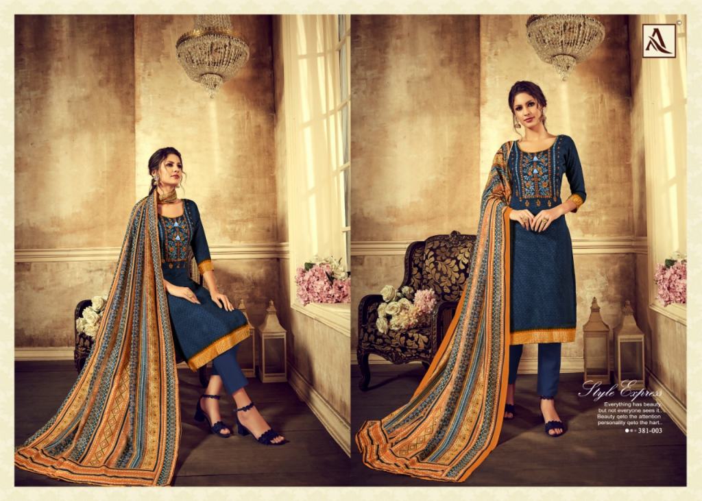 Alok Presents Wanya Collection Of Viscose Thread Embroidered Designer Dress Materials