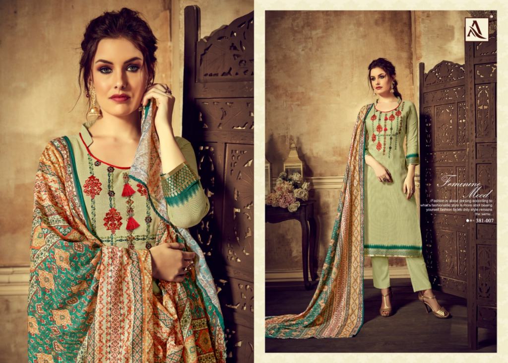 Alok Presents Wanya Collection Of Viscose Thread Embroidered Designer Dress Materials