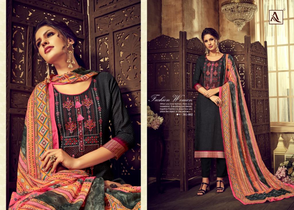 Alok Presents Wanya Collection Of Viscose Thread Embroidered Designer Dress Materials