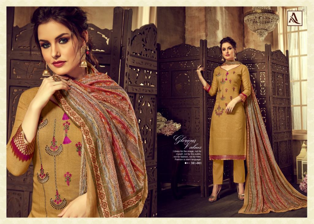 Alok Presents Wanya Collection Of Viscose Thread Embroidered Designer Dress Materials