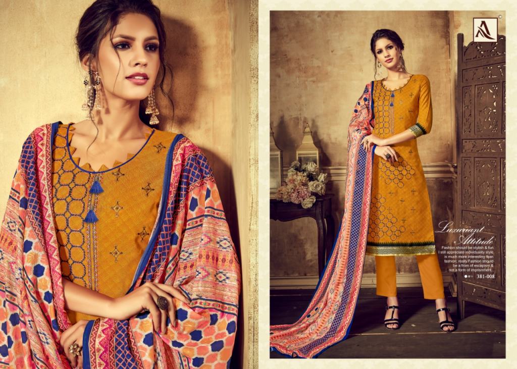 Alok Presents Wanya Collection Of Viscose Thread Embroidered Designer Dress Materials