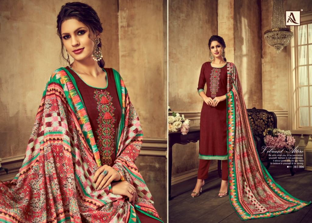 Alok Presents Wanya Collection Of Viscose Thread Embroidered Designer Dress Materials