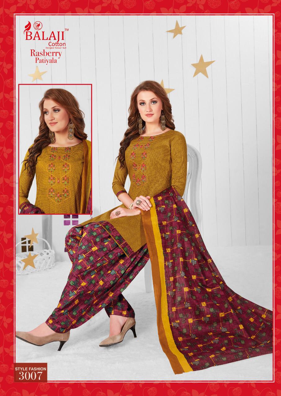 Balaji Presents Rasberry Patiyala 3 Collection Of Ready-made Cotton Patiyala Dresses