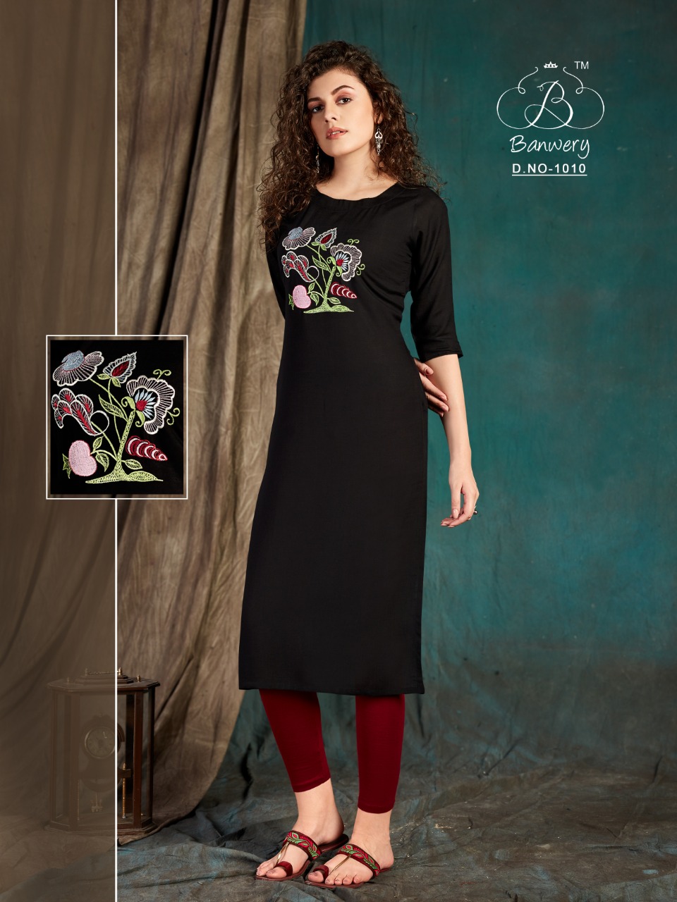 Banwery Fashion Presents Taapsee Collection Of Slub Rayon Self Embroidered Kurtis