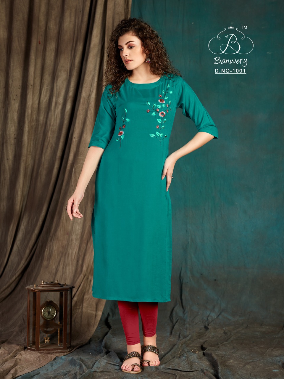 Banwery Fashion Presents Taapsee Collection Of Slub Rayon Self Embroidered Kurtis