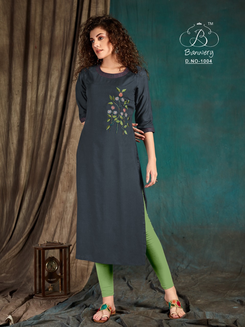 Banwery Fashion Presents Taapsee Collection Of Slub Rayon Self Embroidered Kurtis