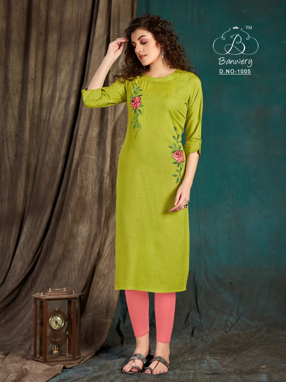 Banwery Fashion Presents Taapsee Collection Of Slub Rayon Self Embroidered Kurtis