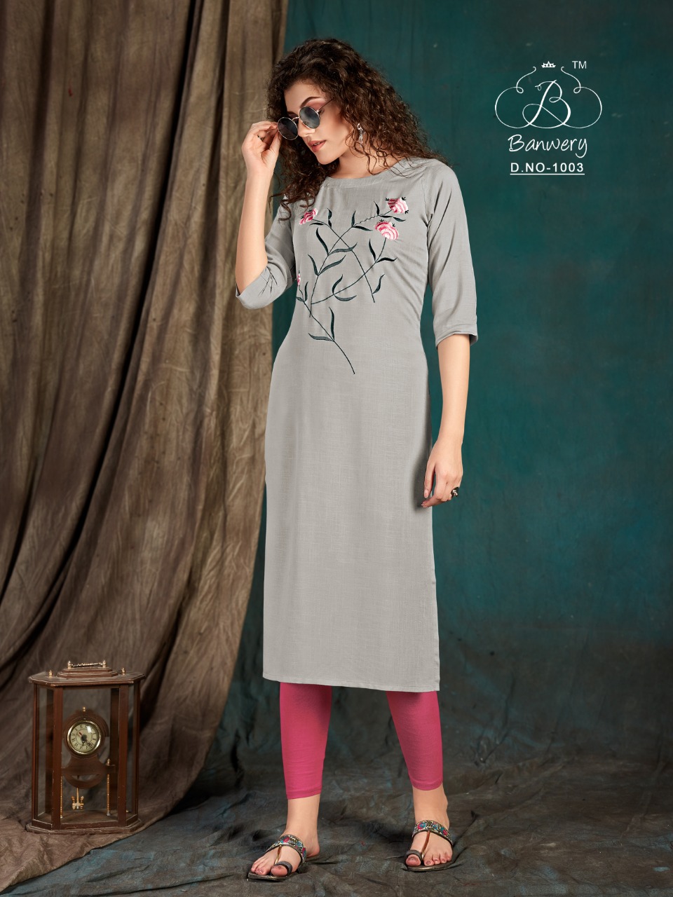 Banwery Fashion Presents Taapsee Collection Of Slub Rayon Self Embroidered Kurtis