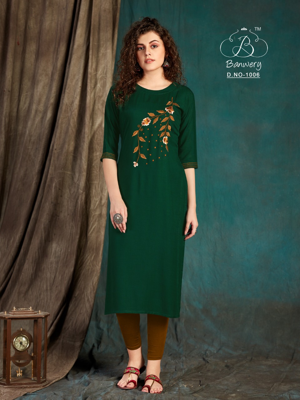 Banwery Fashion Presents Taapsee Collection Of Slub Rayon Self Embroidered Kurtis