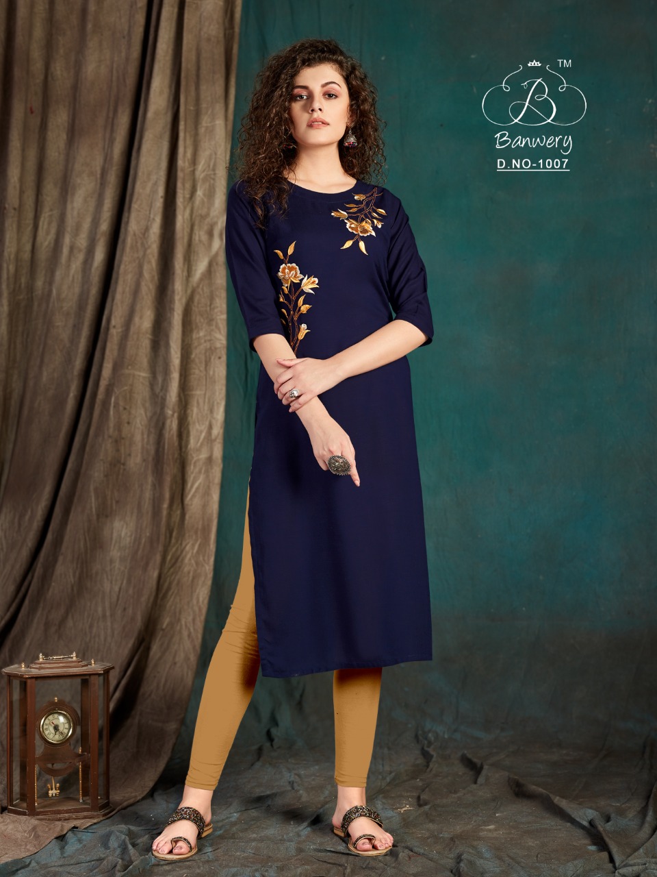Banwery Fashion Presents Taapsee Collection Of Slub Rayon Self Embroidered Kurtis