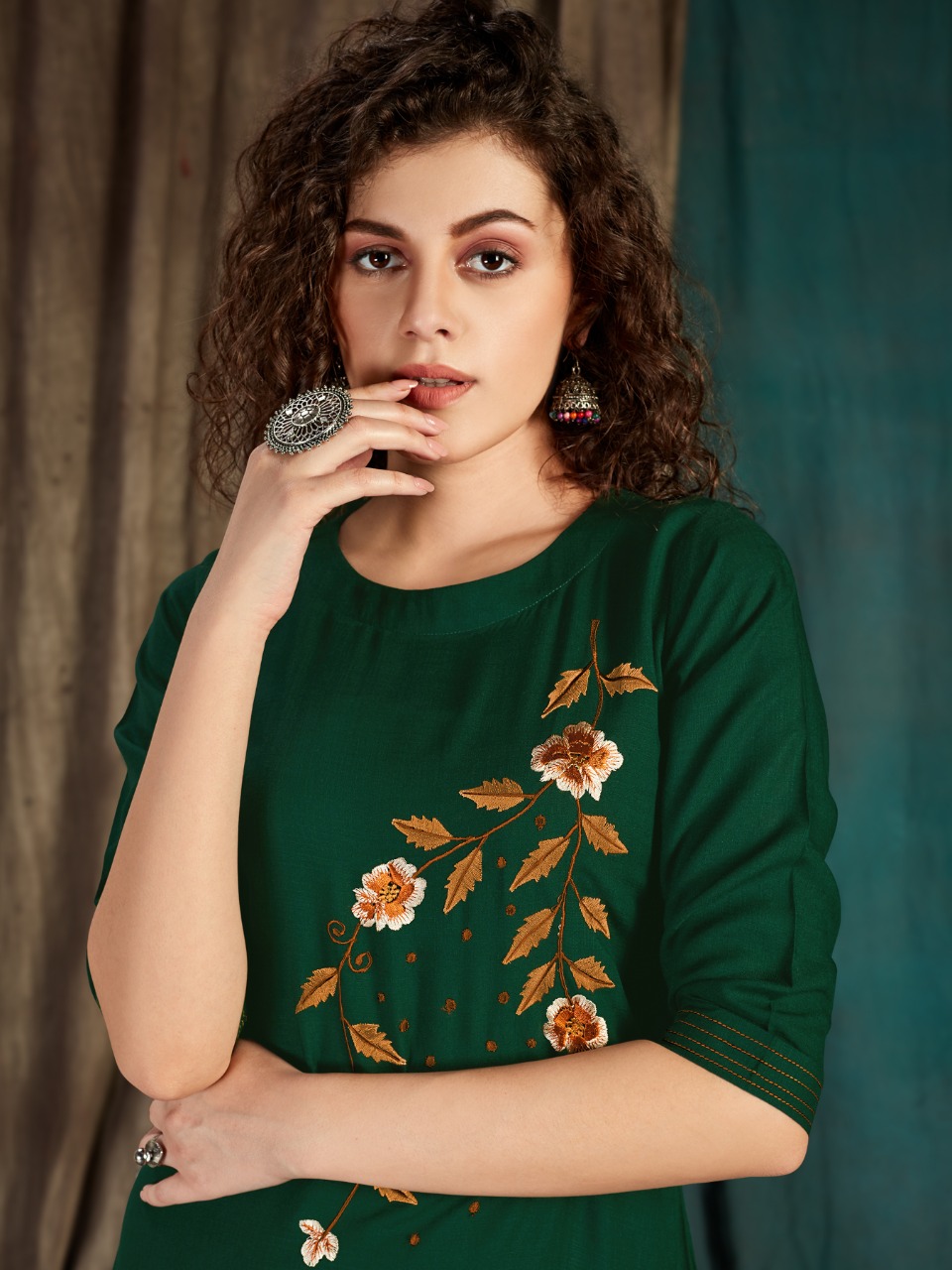 Banwery Fashion Presents Taapsee Collection Of Slub Rayon Self Embroidered Kurtis