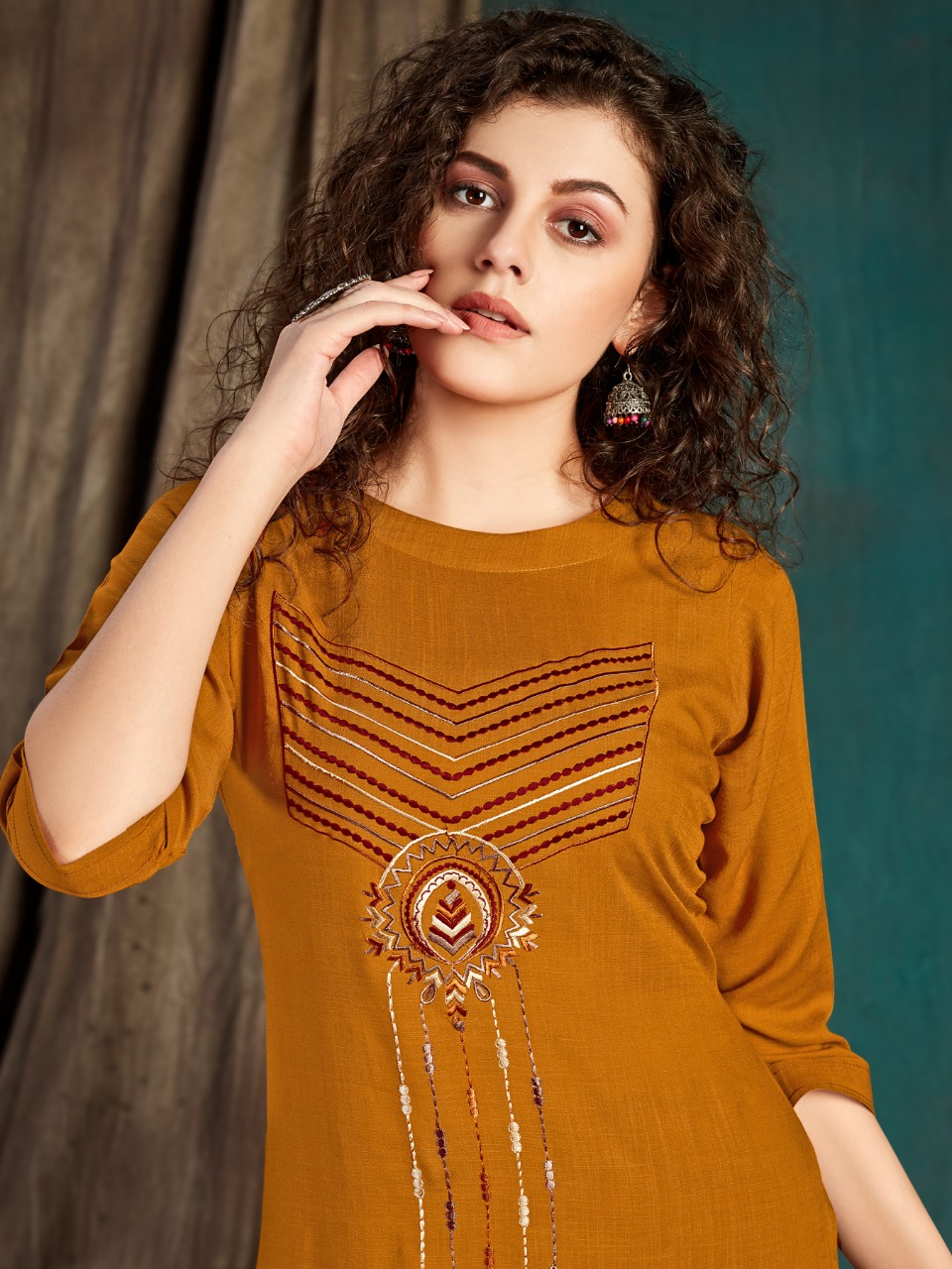 Banwery Fashion Presents Taapsee Collection Of Slub Rayon Self Embroidered Kurtis