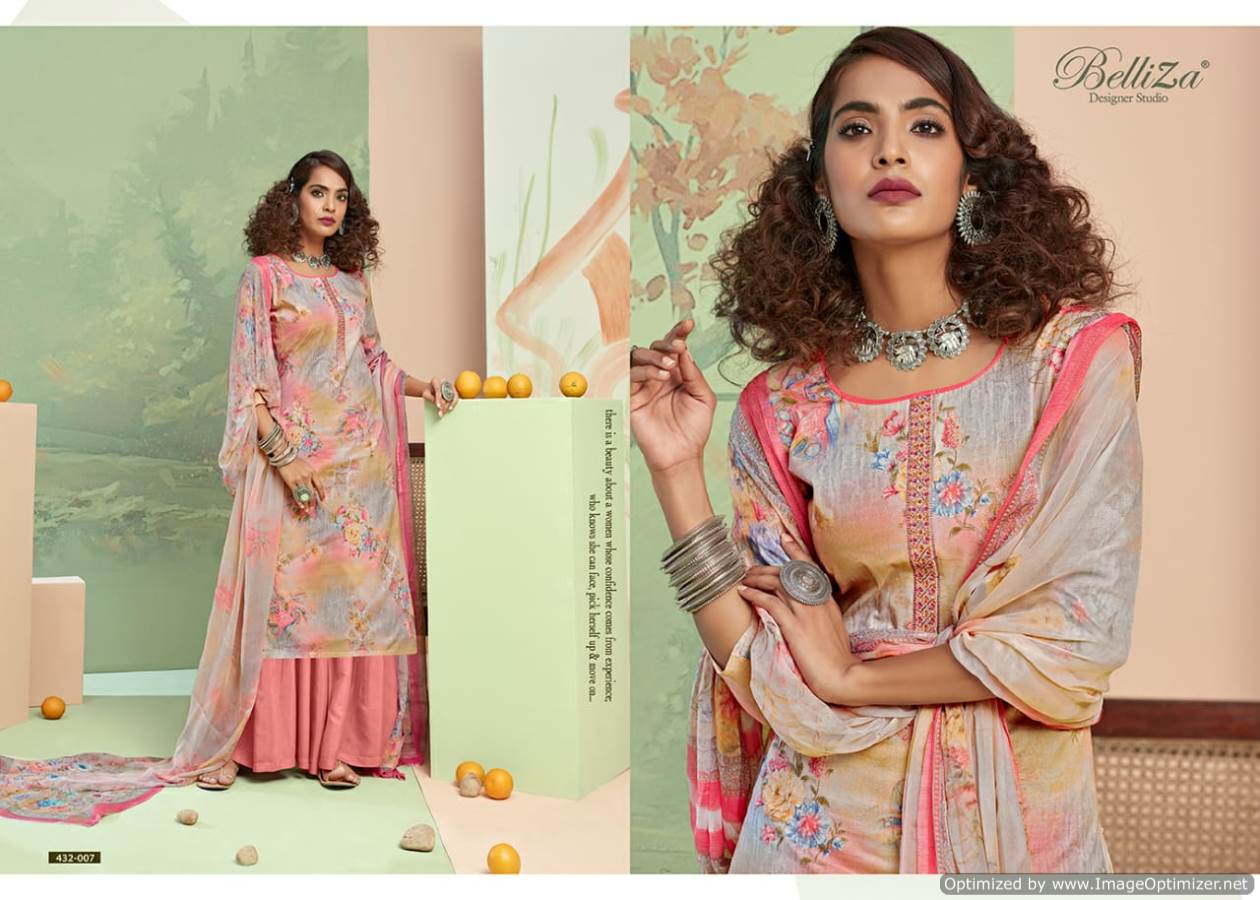 Belliza Presens Pearls Collection Of Pure Cotton Digital Printed Dress Materials