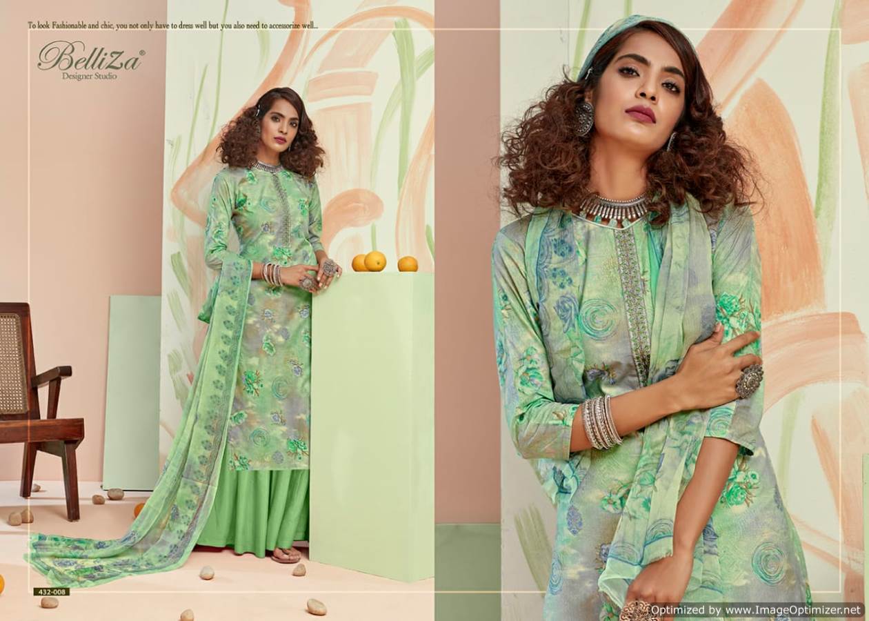 Belliza Presens Pearls Collection Of Pure Cotton Digital Printed Dress Materials