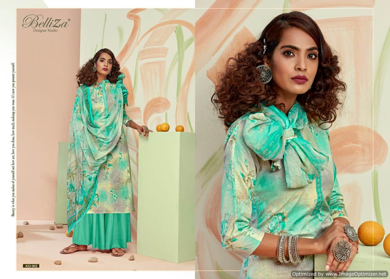 Belliza Presens Pearls Collection Of Pure Cotton Digital Printed Dress Materials