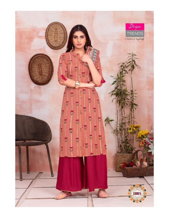 Diya Trends Presents Fashion Angle 1 Collection Of Rayon Printed Kurtis With Bottom