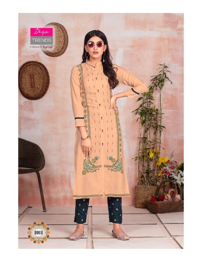 Diya Trends Presents Fashion Angle 1 Collection Of Rayon Printed Kurtis With Bottom