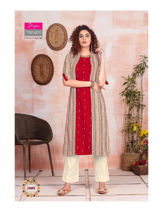 Diya Trends Presents Fashion Angle 1 Collection Of Rayon Printed Kurtis With Bottom