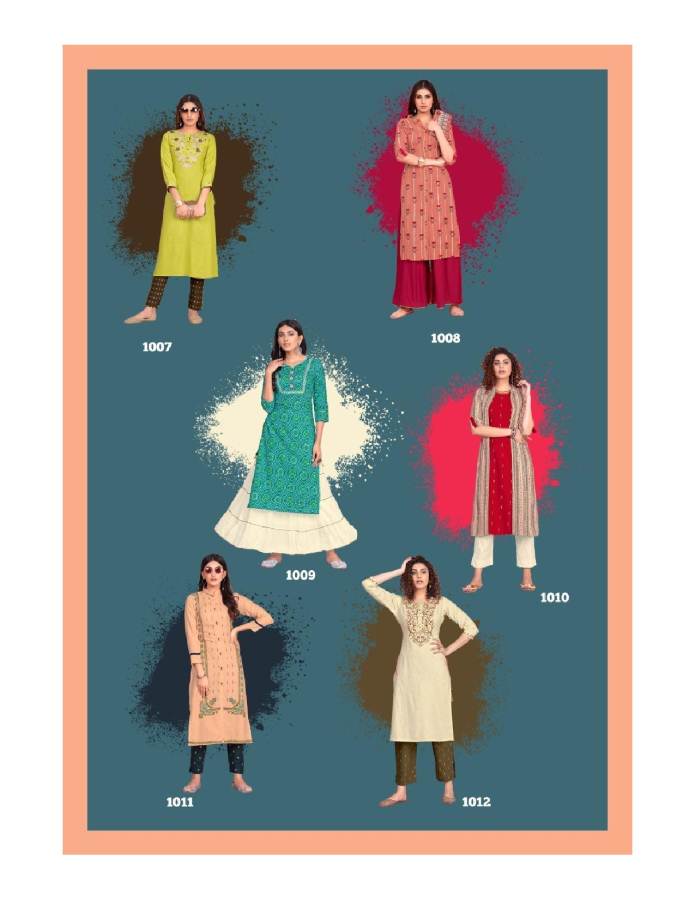 Diya Trends Presents Fashion Angle 1 Collection Of Rayon Printed Kurtis With Bottom