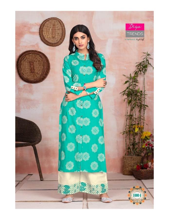 Diya Trends Presents Fashion Angle 1 Collection Of Rayon Printed Kurtis With Bottom